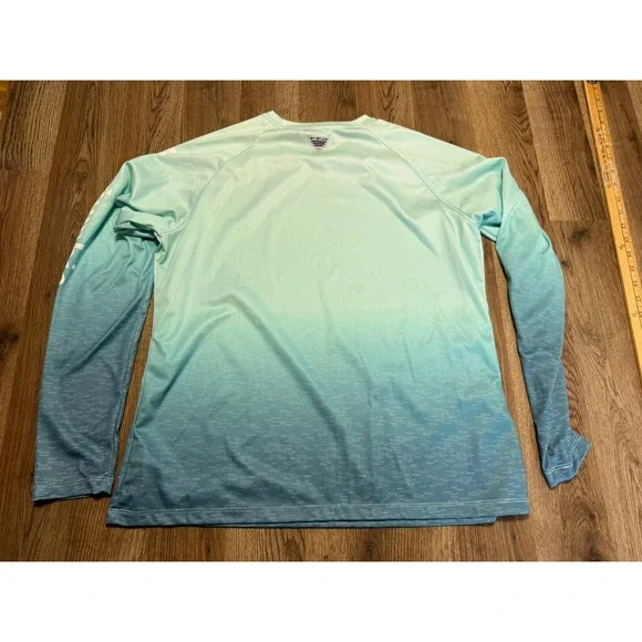 Columbia PFG Terminal Tackle Long Sleeve Fishing Shirt Blue Ombre Mens XL - Picture 2 of 12